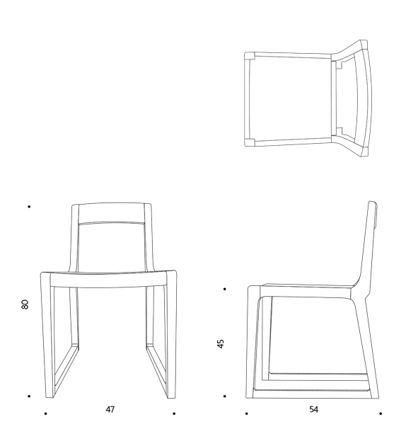 ขนาดเก้าอี้ ไม้โอ๊ค Hic chair